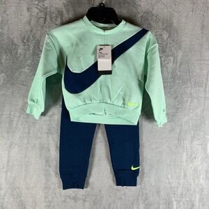 Nike Boys Sweatpants Sweatshirt Swoosh Essentials Fleece 2 piece‎ Set Blue 6